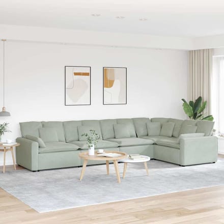 vidaXL - Modulaire - bank - met - kussens - fluweel - lichtgrijs