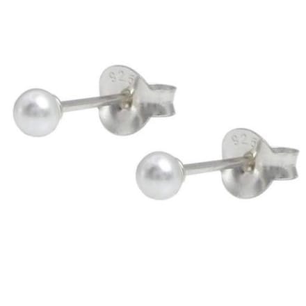 Parel oorbellen - zilver - oorknopjes dames - parel - wit - 3mm