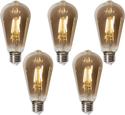 LUEDD Set van 5 E27 dimbare LED lampen ST64 smoke glas 5W 450 lm 2700K