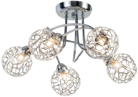 Kosilum - Aphyse - Plafondlamp - Zilver/Chroom - Metaal en aluminium