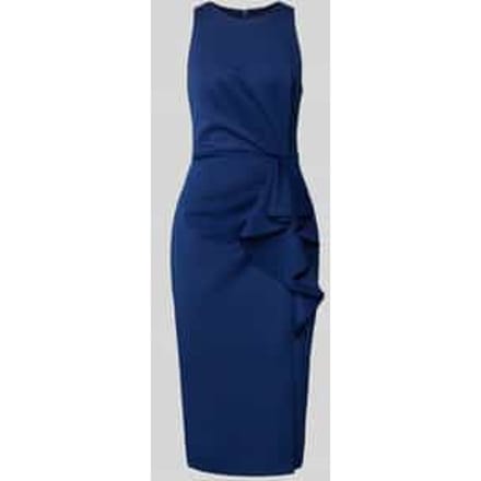 cocktailjurk met ronde hals en volants
