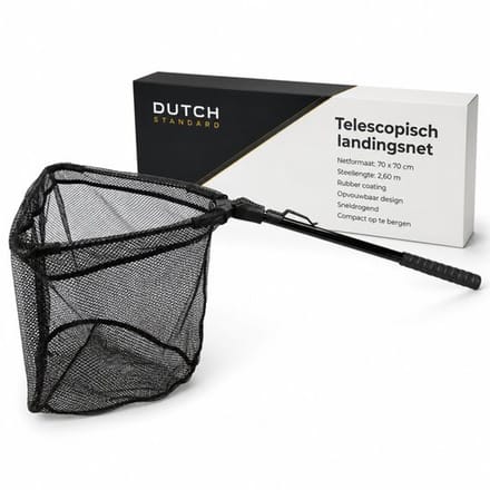Landingsnet – Opvouwbaar Schepnet 35 x 35 cm – Vaste Steel 100 cm – Zwart