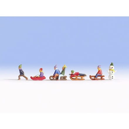 NOCH N Kinderen in de sneeuw Geverfd, Staand, Zittend