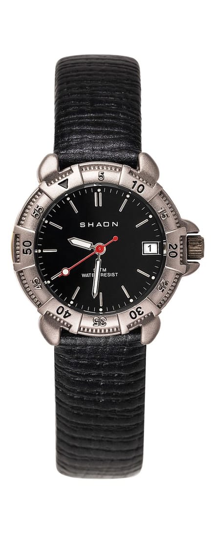 Shaon 22-1100-44 Horloge - Kunstleer - Zwart - Ø 32 mm