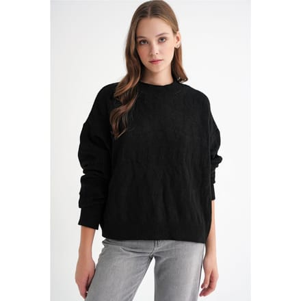Geribbeld Brei Pullover Trui met Haar Vlechtpatroon