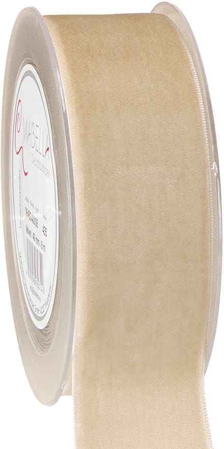 Fluwelen lint decoratief lint fluwelen cadeaulint beige 40mm 8m
