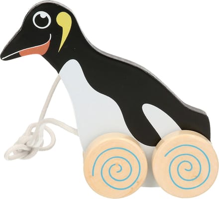 Nature planet - trekdiertje pinguÃ¯n - 1x - multi kleur - hout -15 x 12 cm