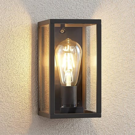 Lindby - Wandlamp buiten - 1licht - Aluminium, glas - H: 22 cm - E27 - antraciet