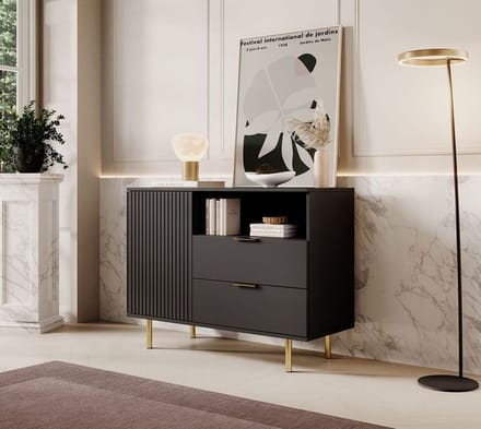 Meubella - Dressoir Nicola - Mat zwart - 107 cm