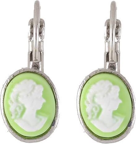 Behave - Oorbellen - Camee - Groen Wit Zilverkleur