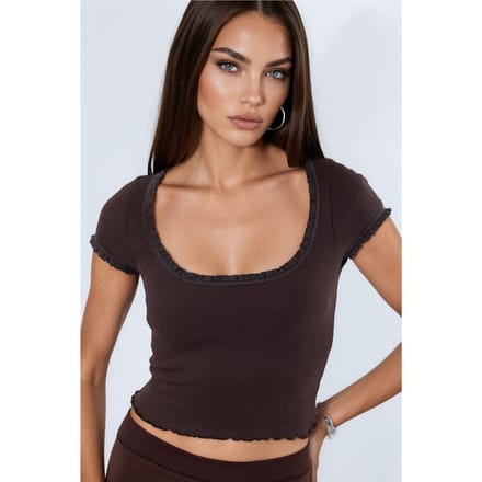 Slim Fit U-Hals Geribde Blouse