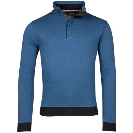 Baileys Trui Half Zip 2-Tone Jacquard Interlock Doubleface Sweat Bright Blue / male
