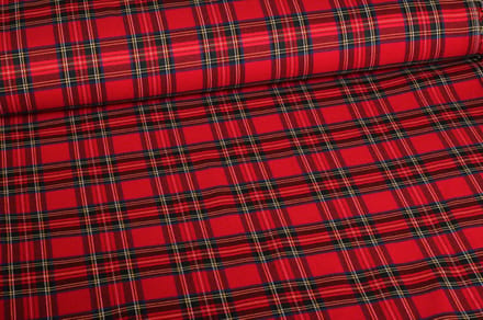 Schotse ruit 2 stretch rood 3 meter
