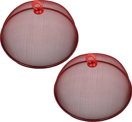 Haushaltshelden Vliegenkap/voedselkap - 2x - rood - metaal - D35 x H16 cm
