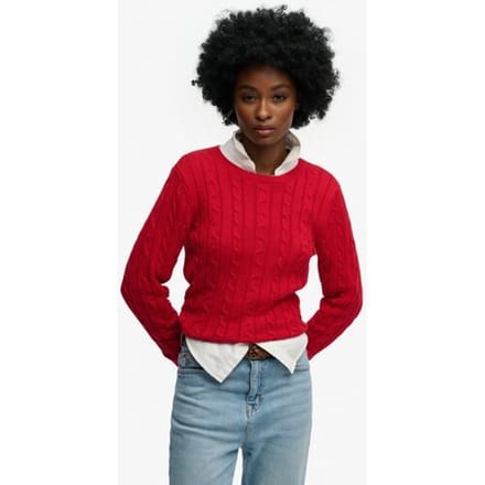Superdry Essential Kabelgebreide Trui Red Grootte: 44