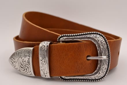 Dames - Heren riem van cognac Italiaans echt leder - 4cm brede western riem – maat 115