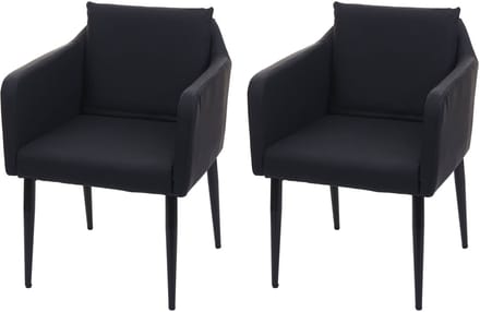 Set van 2 eetkamerstoelen MCW-H93, keukenstoel fauteuil stoel ~ kunstleer zwart