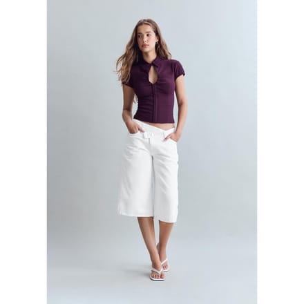 Stradivarius Getailleerd overhemd met cut-out  Purper S
