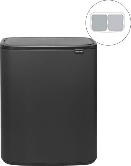 Brabantia Bo Touch Bin Prullenbak - 2 x 30 liter - Afvalscheiding - Mineral Infinite Grey