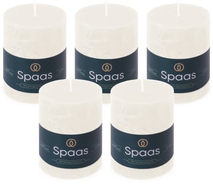 Spaas Rustieke Stompkaarsen - Wit - 70/95mm - circa 35 uur - 5 kaarsen