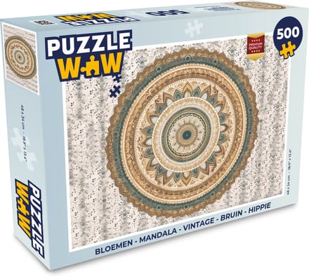 Puzzel Bloemen - Mandala - Vintage - Bruin - Hippie - Legpuzzel - Puzzel 500 stukjes