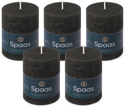 Spaas Rustieke Stompkaarsen - Zwart - 70/95mm - circa 35 uur - 5 kaarsen