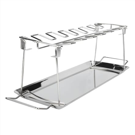 Support de Grill Pliant en Acier Inoxydable pour Pilon de Poulet avec Lèchefrite Accessoire de Barbecue white