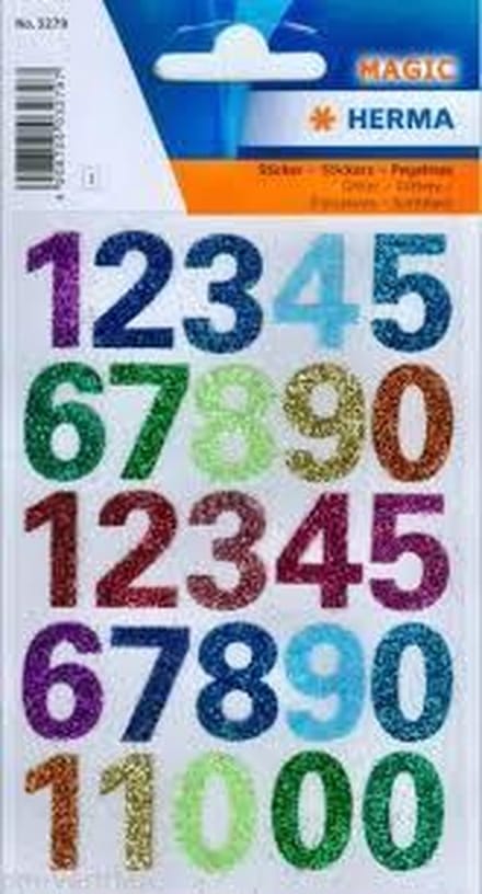 Sticker 1 t/m 10 glitter