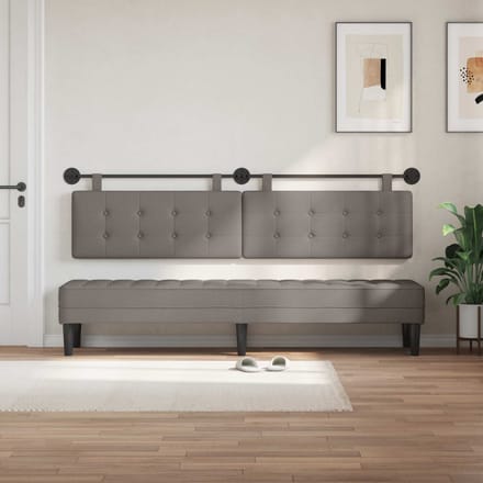 vidaXL - Hangend - hoofdbord - Taupe - Stof