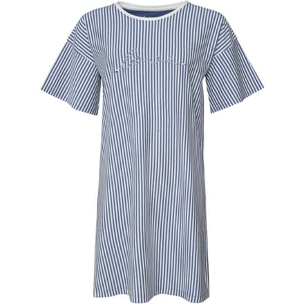 By Louise Dames Nachthemd Korte Mouw Gestreept Blauw Big Shirt - Maat S