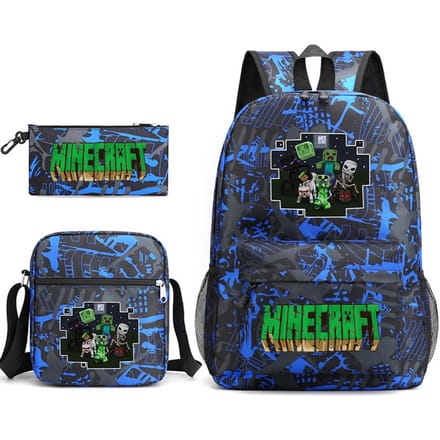 Minecraft Schooltas Game Merchandise Student Grote Capaciteit Print Drie Delige Schooltas Mannen En Vrouwen Three-piece set black