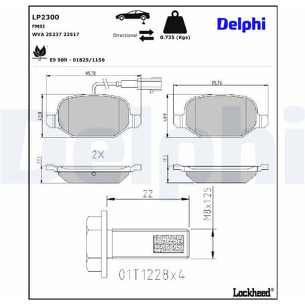 Remblokset DELPHI LP2300, achter