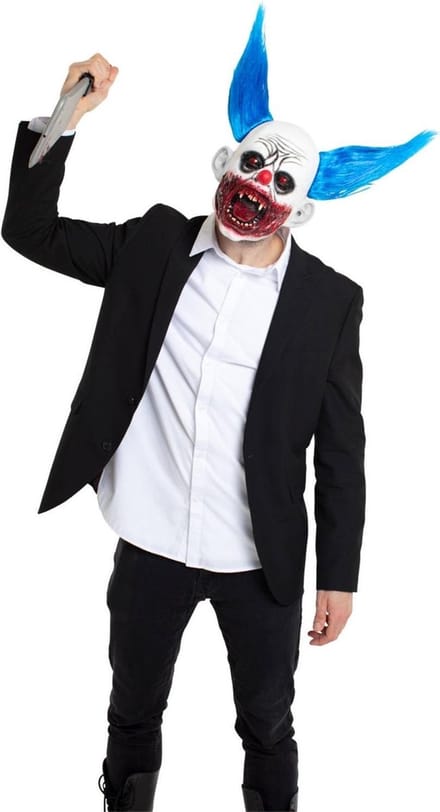Folat - Masker Bloederige Clown Met Blauw Haar
