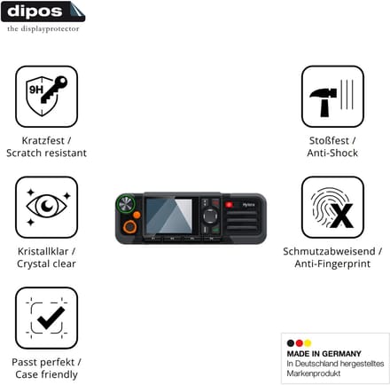 dipos – 2x Pantserfolie geschikt voor Hytera HM785 | 9H Screenprotector
