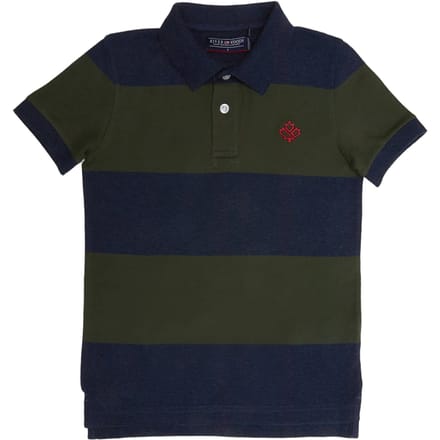 River Woods Custom Fit Striped Stretch Polo Night Blue Mix/forest Größe: 4 | Hemden Outlet | kids | Schwarz