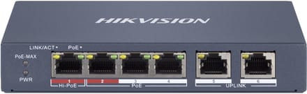 Hikvision DS-3E1106HP-EI - switch - 4 ports - smart