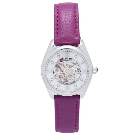Keizerin Magnolia Automatic MOP Skeleton Dial Leather-Band Watch