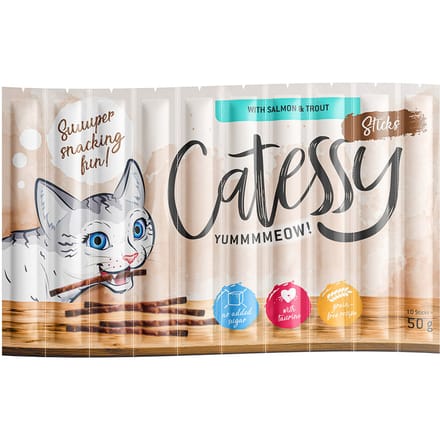 150x5g Sticks Zalm & Forel Catessy Kattensnacks