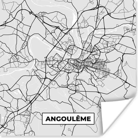 Poster Stadskaart – Frankrijk – Kaart – Angoulême – Plattegrond - 50x50 cm