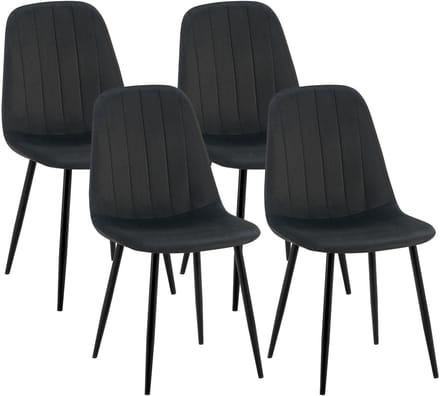 CLP Baxter Set van 4 Eetkamerstoelen - Zwart Metalen Frame - Velvet - Fluweel/zwart