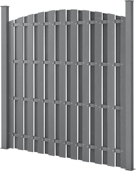 HKC schutting met palen gebogen ontwerp - grijs