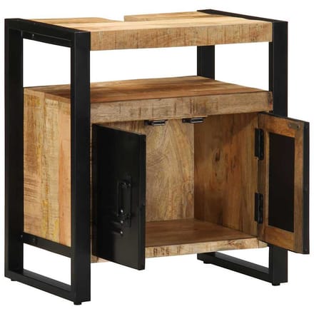 vidaXL - Badkamerkast - Bruin - 55 - x - 35 - x - 60 - cm - Massief - Mango - Hout