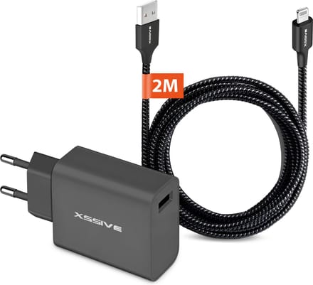 USB Adapter met Lightning Kabel 2 Meter - Geschikt voor Apple iPhone 14 en ouder, AirPods - Oplader met Kabel