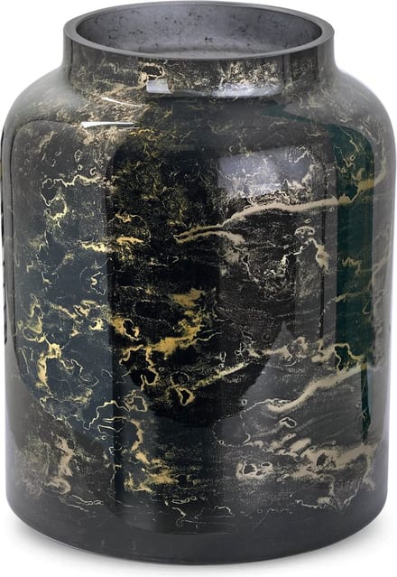 Terroso - Vaas Zwart, Glas Marmer, Elegante, Hoogte 25 cm