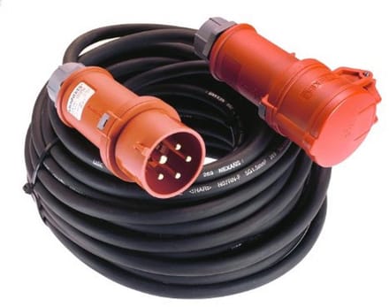 Heavy Duty Rubber Hose Line Power Extension 5m with Phase Reversing Plug 400V 16A