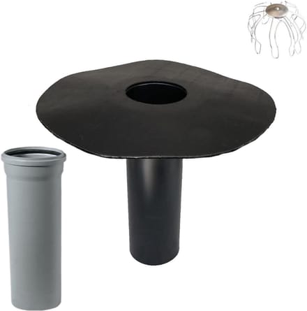 Dakafvoer Set - Dakgoot Afvoer - Platte Dak Drainage - Bitumen Flens - DN 100/110 - Zwart en Grijs