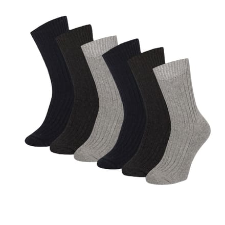 Noorse Wollen Werksokken - Badstof Zool - 6-Pack - Zwart / 46/48