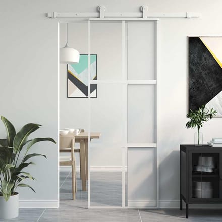 vidaXL - Schuifdeur - 76x205 - cm - gehard - glas - en - aluminium - wit