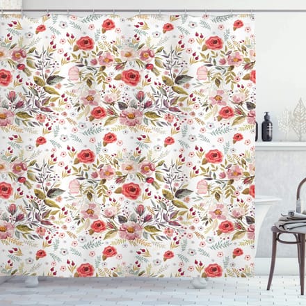 ABAKUHAUS douchegordijn sc_8803 – 175x240 cm – koraalrood/groen