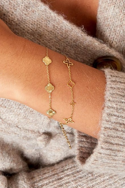 Gouden klaver armband - klavertje 4 - clover - bracelet - waterproof